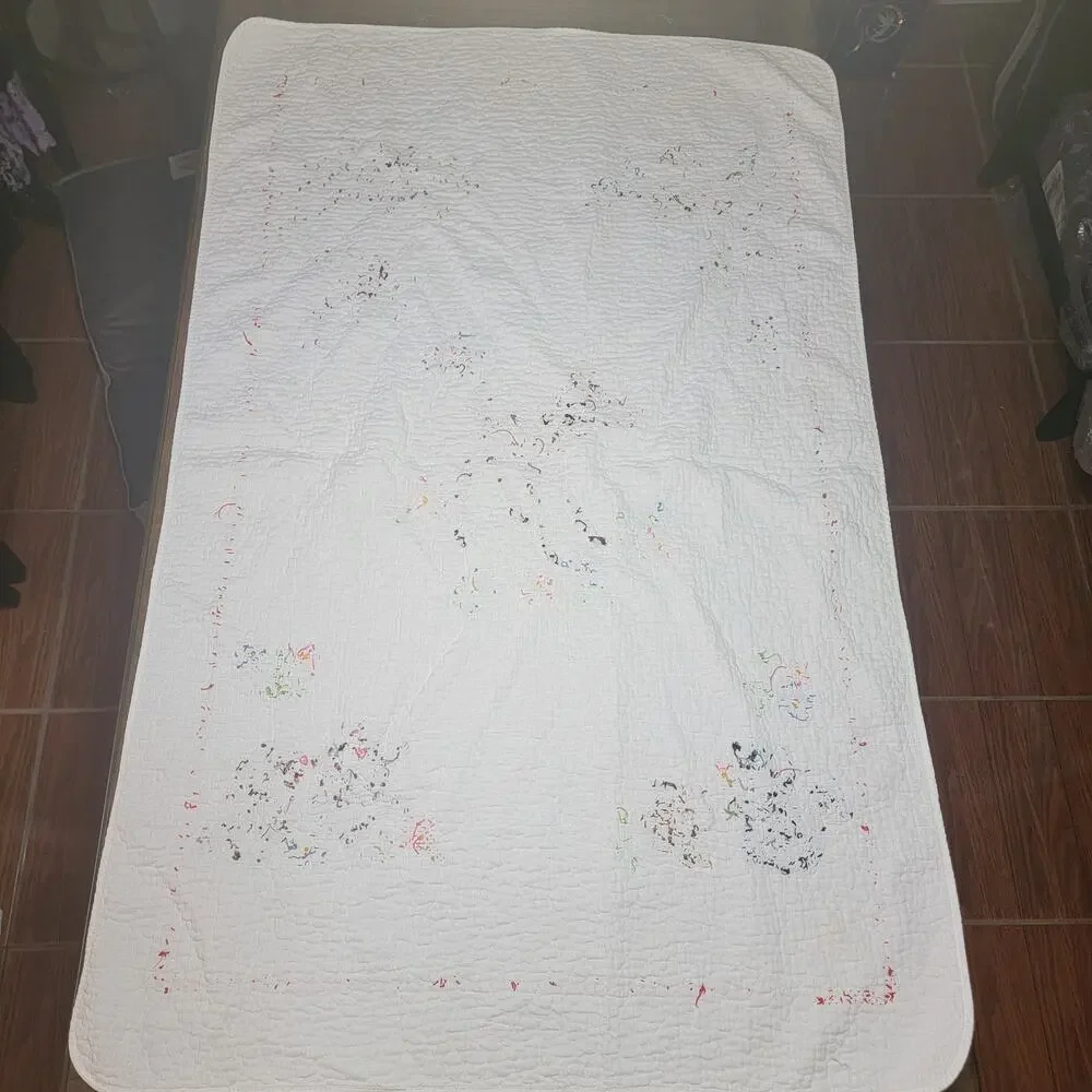 VINTAGE 1970's Disney Bambi Needle Point Throw 34
